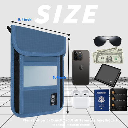 Travel Neck Wallet with RFID Blocking – Passport Holder Organizer Neck Pouch – Portable Easy to Conceal Travel Pouch (Light Blue)