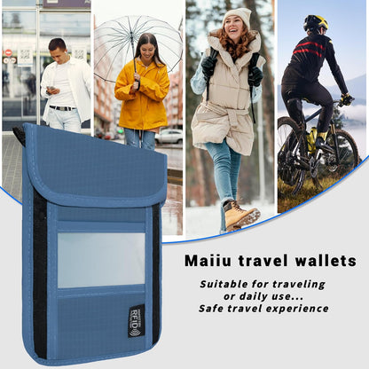 Travel Neck Wallet with RFID Blocking – Passport Holder Organizer Neck Pouch – Portable Easy to Conceal Travel Pouch (Light Blue)