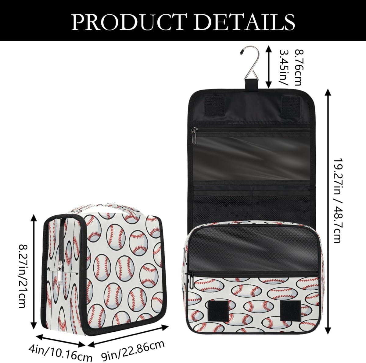 Kids Hanging Toiletry Bag for Boys - Waterproof Travel Cosmetic Organizer Makeup Pouch for Girls Shower Wash Bags with Hanging Hook Toiletries Storage Bag(Football)