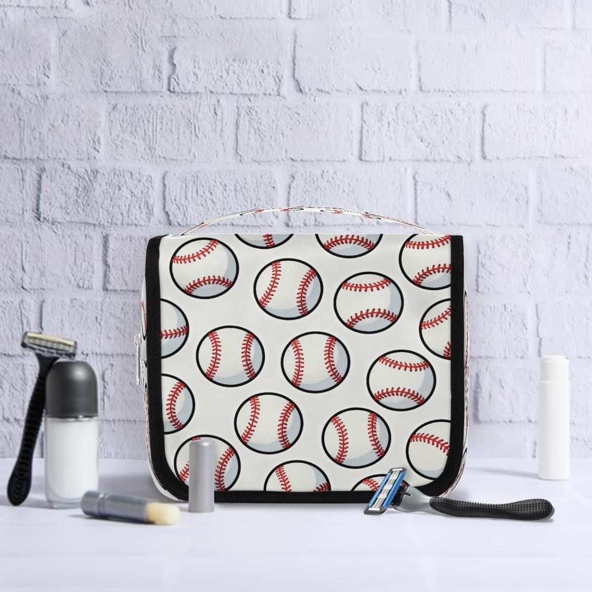 Kids Hanging Toiletry Bag for Boys - Waterproof Travel Cosmetic Organizer Makeup Pouch for Girls Shower Wash Bags with Hanging Hook Toiletries Storage Bag(Football)