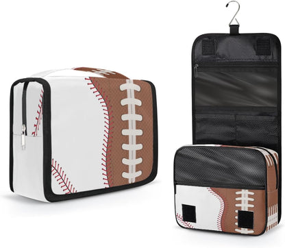 Kids Hanging Toiletry Bag for Boys - Waterproof Travel Cosmetic Organizer Makeup Pouch for Girls Shower Wash Bags with Hanging Hook Toiletries Storage Bag(Football)