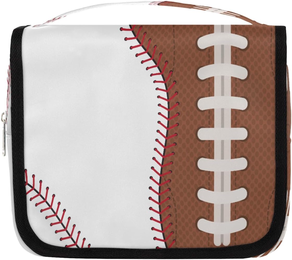 Kids Hanging Toiletry Bag for Boys - Waterproof Travel Cosmetic Organizer Makeup Pouch for Girls Shower Wash Bags with Hanging Hook Toiletries Storage Bag(Football)
