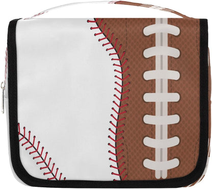 Kids Hanging Toiletry Bag for Boys - Waterproof Travel Cosmetic Organizer Makeup Pouch for Girls Shower Wash Bags with Hanging Hook Toiletries Storage Bag(Football)