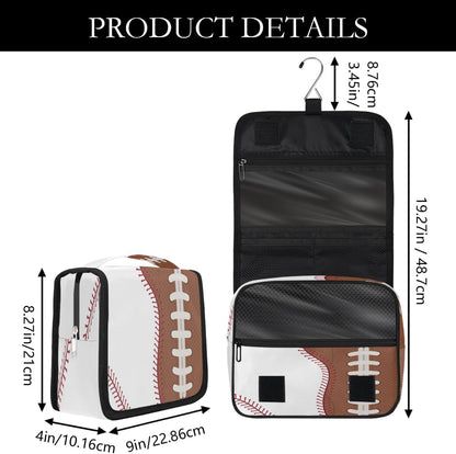 Kids Hanging Toiletry Bag for Boys - Waterproof Travel Cosmetic Organizer Makeup Pouch for Girls Shower Wash Bags with Hanging Hook Toiletries Storage Bag(Football)