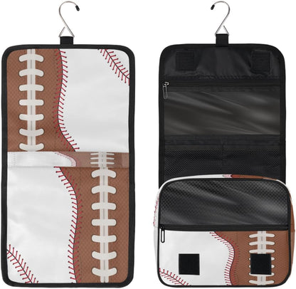 Kids Hanging Toiletry Bag for Boys - Waterproof Travel Cosmetic Organizer Makeup Pouch for Girls Shower Wash Bags with Hanging Hook Toiletries Storage Bag(Football)