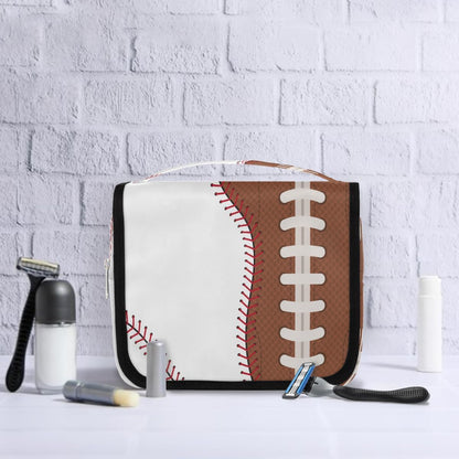Kids Hanging Toiletry Bag for Boys - Waterproof Travel Cosmetic Organizer Makeup Pouch for Girls Shower Wash Bags with Hanging Hook Toiletries Storage Bag(Football)