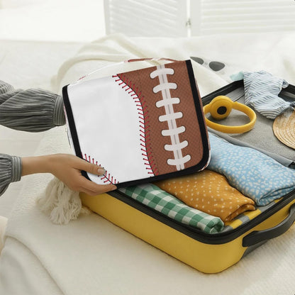 Kids Hanging Toiletry Bag for Boys - Waterproof Travel Cosmetic Organizer Makeup Pouch for Girls Shower Wash Bags with Hanging Hook Toiletries Storage Bag(Football)