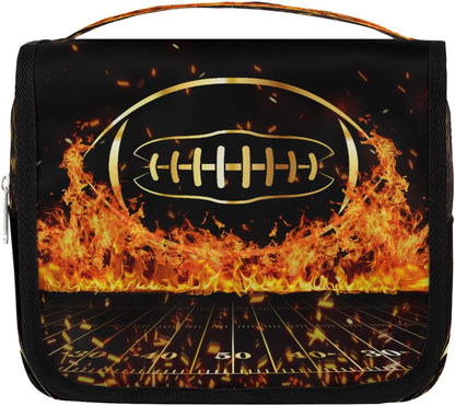 Kids Hanging Toiletry Bag for Boys - Waterproof Travel Cosmetic Organizer Makeup Pouch for Girls Shower Wash Bags with Hanging Hook Toiletries Storage Bag(Football)