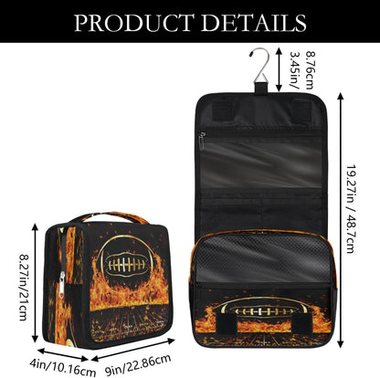 Kids Hanging Toiletry Bag for Boys - Waterproof Travel Cosmetic Organizer Makeup Pouch for Girls Shower Wash Bags with Hanging Hook Toiletries Storage Bag(Football)
