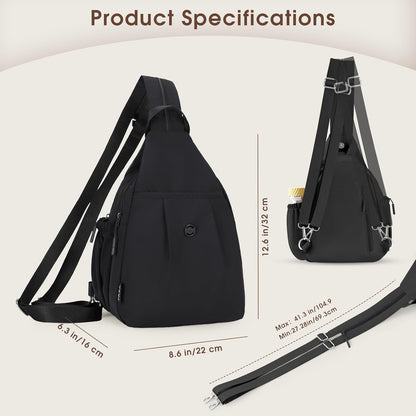 3-Ways Convertible Crossbody Backpack for Women, Anti-Theft Travel Sling Bag with Water Bottle Holder, Trendy Crossbody Bag for Travel Hiking Daily Commute