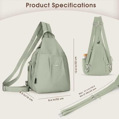 3-Ways Convertible Crossbody Backpack for Women, Anti-Theft Travel Sling Bag with Water Bottle Holder, Trendy Crossbody Bag for Travel Hiking Daily Commute
