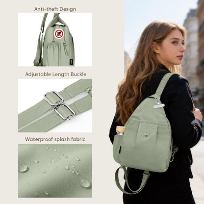 3-Ways Convertible Crossbody Backpack for Women, Anti-Theft Travel Sling Bag with Water Bottle Holder, Trendy Crossbody Bag for Travel Hiking Daily Commute