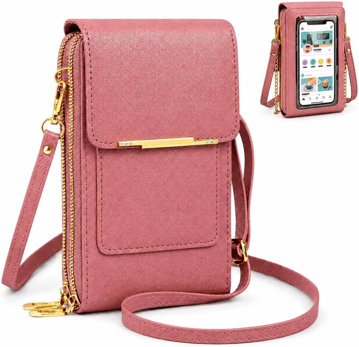 Crossbody Phone Wallet, 2027 New Anti Theft Leather Bag, Touchscreen Phone Crossbody Bag, Touch Screen RFID Blocking - Colors B