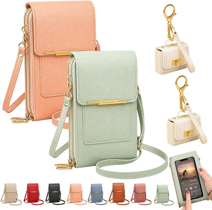 Crossbody Phone Wallet, 2027 New Anti Theft Leather Bag, Touchscreen Phone Crossbody Bag, Touch Screen RFID Blocking - Colors B