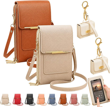Crossbody Phone Wallet, 2027 New Anti Theft Leather Bag, Touchscreen Phone Crossbody Bag, Touch Screen RFID Blocking - Colors B