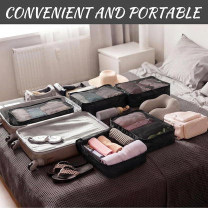 8 Pcs XL Packing Cube for Travel Luggage Organizer Suitcase High Capacity Large Packing Bag Bulk Reusable Mesh Travel Cube for Hiking Camping Accessory, 17.7 x 13 x 4.7 Inch (Black)