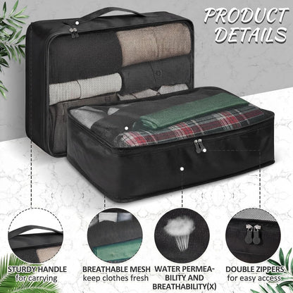8 Pcs XL Packing Cube for Travel Luggage Organizer Suitcase High Capacity Large Packing Bag Bulk Reusable Mesh Travel Cube for Hiking Camping Accessory, 17.7 x 13 x 4.7 Inch (Black)