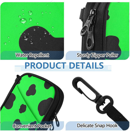 Cow Print Neon Yellow Family Passport Holder for Travel | Document Organizer with Detachable Strap Holds 5 Passports for Men Women, Neck Pouch for Vacation Trip