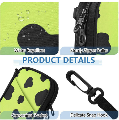 Cow Print Neon Yellow Family Passport Holder for Travel | Document Organizer with Detachable Strap Holds 5 Passports for Men Women, Neck Pouch for Vacation Trip