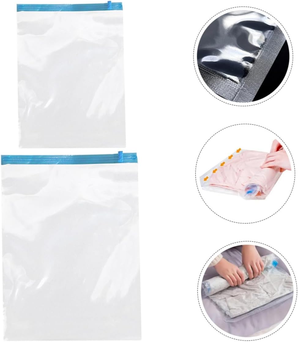 12pcs Roll up Vacuum Compression Bags for Travel Clothing Storage, Pa+pe Material, Space Saver Hand Roll up Bags without Pump, Suitcase Organizer for Travel Packing