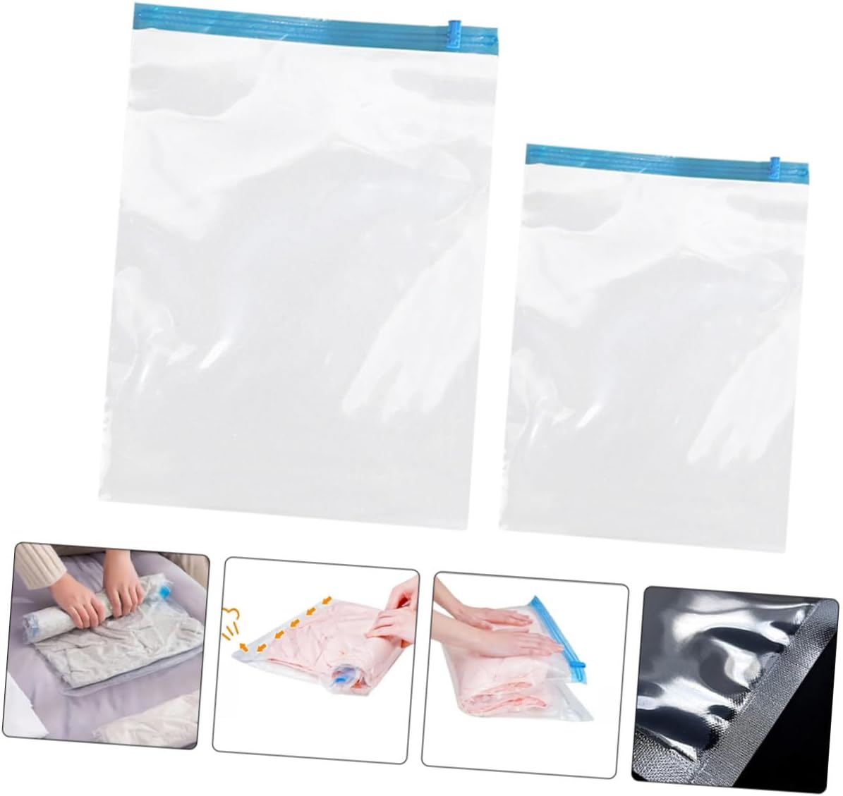 12pcs Roll up Vacuum Compression Bags for Travel Clothing Storage, Pa+pe Material, Space Saver Hand Roll up Bags without Pump, Suitcase Organizer for Travel Packing