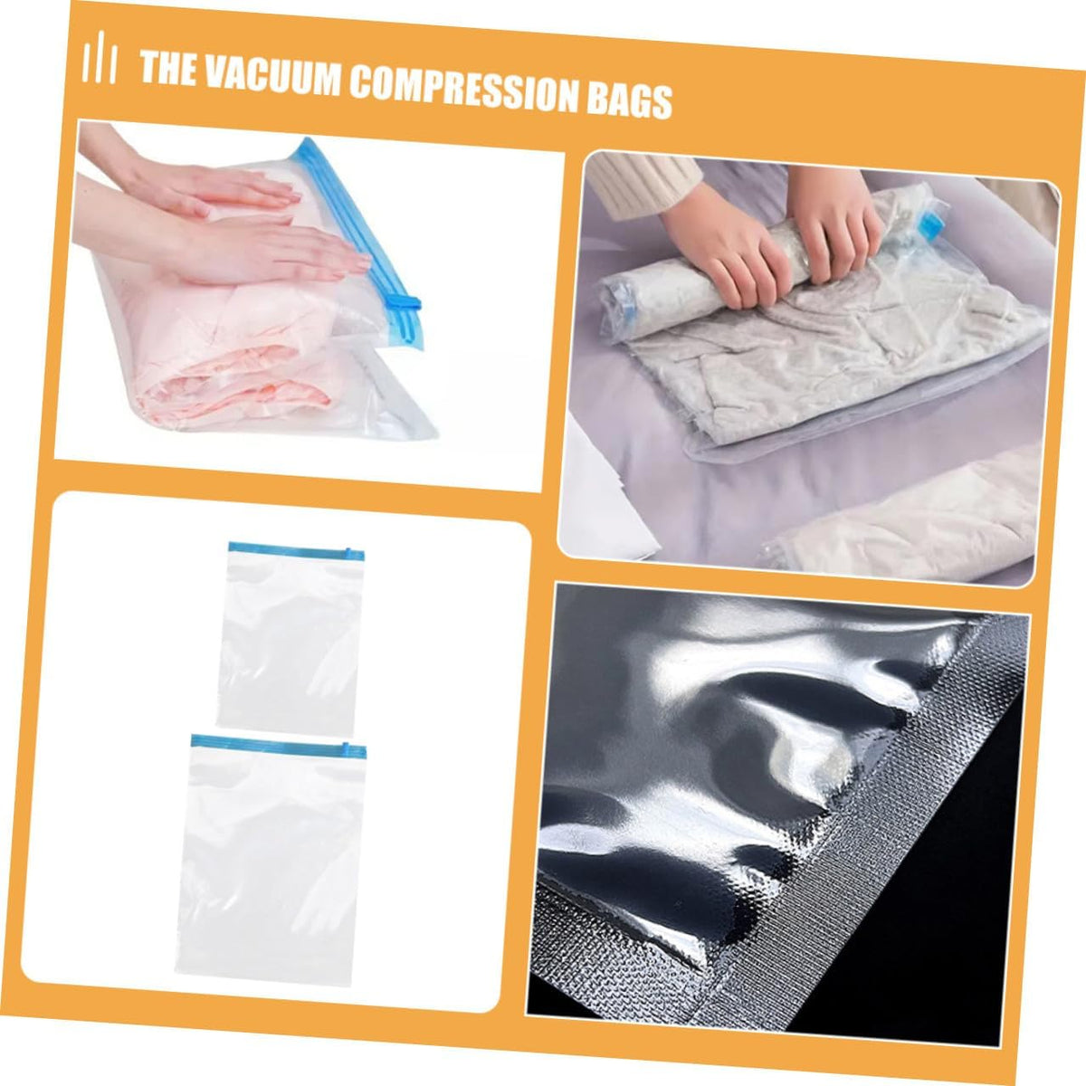 12pcs Roll up Vacuum Compression Bags for Travel Clothing Storage, Pa+pe Material, Space Saver Hand Roll up Bags without Pump, Suitcase Organizer for Travel Packing