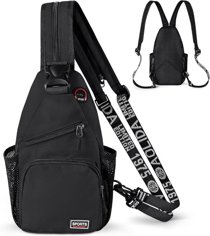 Convertible Sling Bag for Women Men, Lightweight Crossbody Backpack Daypack Chest Bag Fit 10.9" Tablet for Travel, Sport, Hiking & Commute, Black, 8.27in×3.94in×13.39in