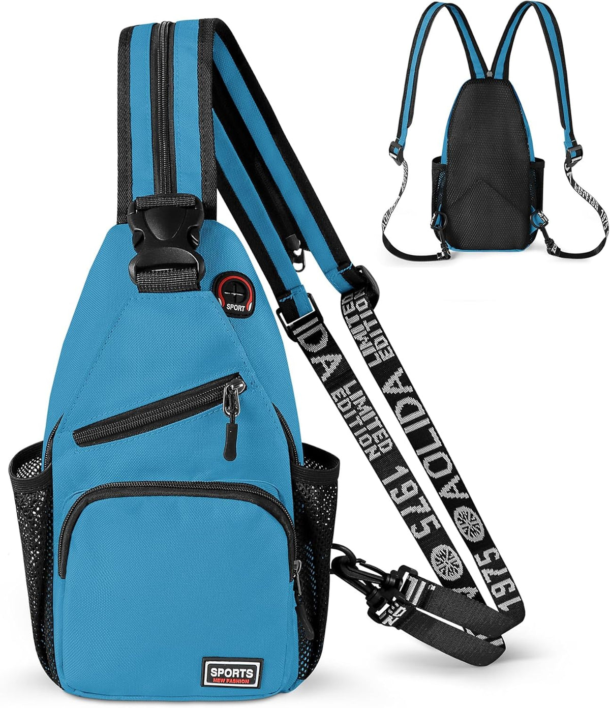 Convertible Sling Bag for Women Men, Lightweight Crossbody Backpack Daypack Chest Bag Fit 10.9" Tablet for Travel, Sport, Hiking & Commute, Black, 8.27in×3.94in×13.39in