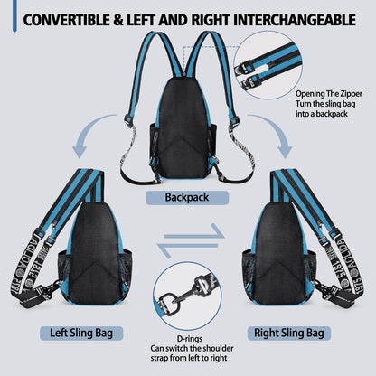 Convertible Sling Bag for Women Men, Lightweight Crossbody Backpack Daypack Chest Bag Fit 10.9" Tablet for Travel, Sport, Hiking & Commute, Black, 8.27in×3.94in×13.39in