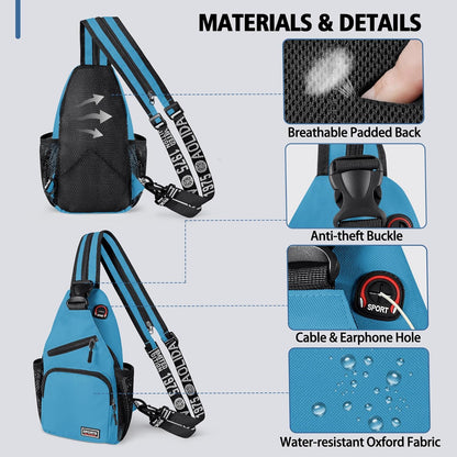 Convertible Sling Bag for Women Men, Lightweight Crossbody Backpack Daypack Chest Bag Fit 10.9" Tablet for Travel, Sport, Hiking & Commute, Black, 8.27in×3.94in×13.39in