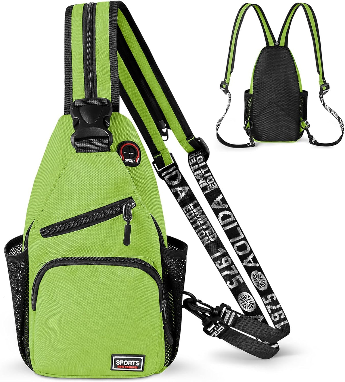 Convertible Sling Bag for Women Men, Lightweight Crossbody Backpack Daypack Chest Bag Fit 10.9" Tablet for Travel, Sport, Hiking & Commute, Black, 8.27in×3.94in×13.39in