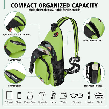 Convertible Sling Bag for Women Men, Lightweight Crossbody Backpack Daypack Chest Bag Fit 10.9" Tablet for Travel, Sport, Hiking & Commute, Black, 8.27in×3.94in×13.39in