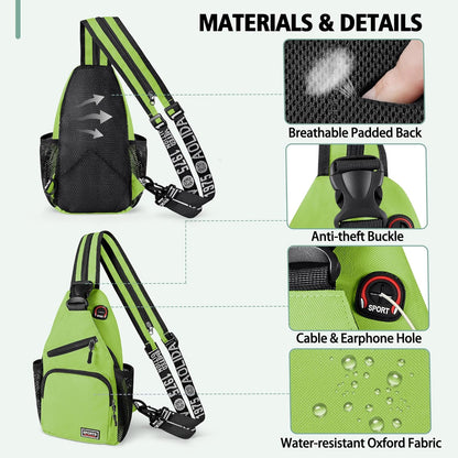 Convertible Sling Bag for Women Men, Lightweight Crossbody Backpack Daypack Chest Bag Fit 10.9" Tablet for Travel, Sport, Hiking & Commute, Black, 8.27in×3.94in×13.39in
