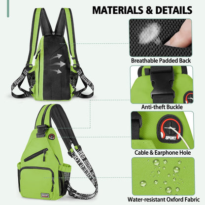 Convertible Sling Bag for Women Men, Lightweight Crossbody Backpack Daypack Chest Bag Fit 10.9" Tablet for Travel, Sport, Hiking & Commute, Black, 8.27in×3.94in×13.39in