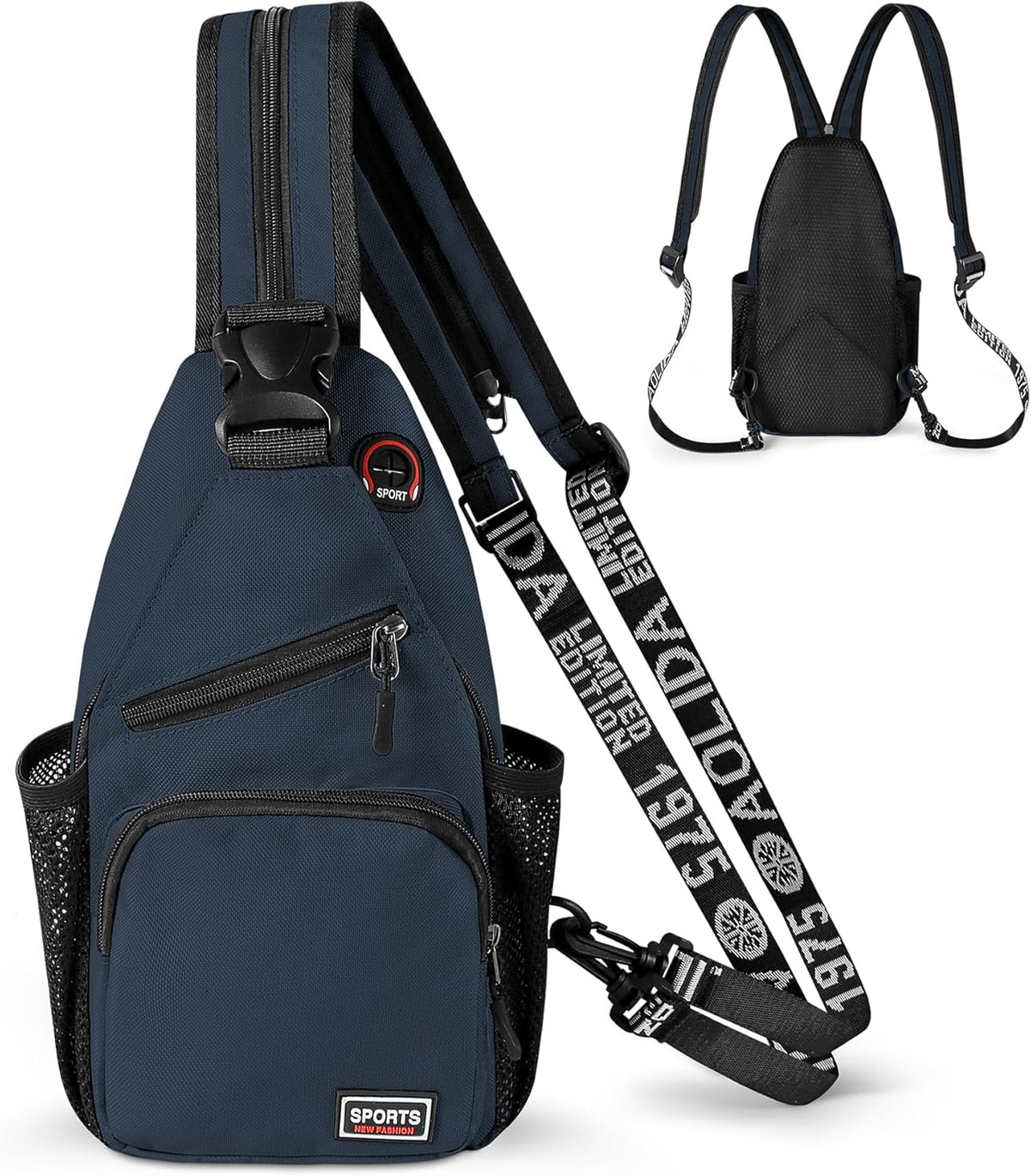 Convertible Sling Bag for Women Men, Lightweight Crossbody Backpack Daypack Chest Bag Fit 10.9" Tablet for Travel, Sport, Hiking & Commute, Black, 8.27in×3.94in×13.39in