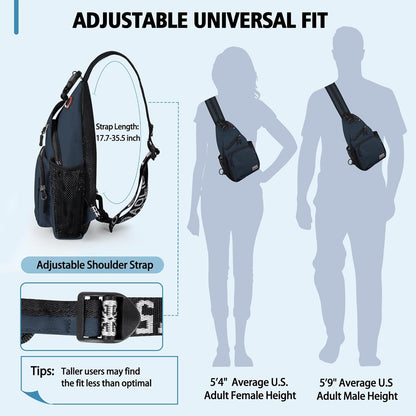 Convertible Sling Bag for Women Men, Lightweight Crossbody Backpack Daypack Chest Bag Fit 10.9" Tablet for Travel, Sport, Hiking & Commute, Black, 8.27in×3.94in×13.39in