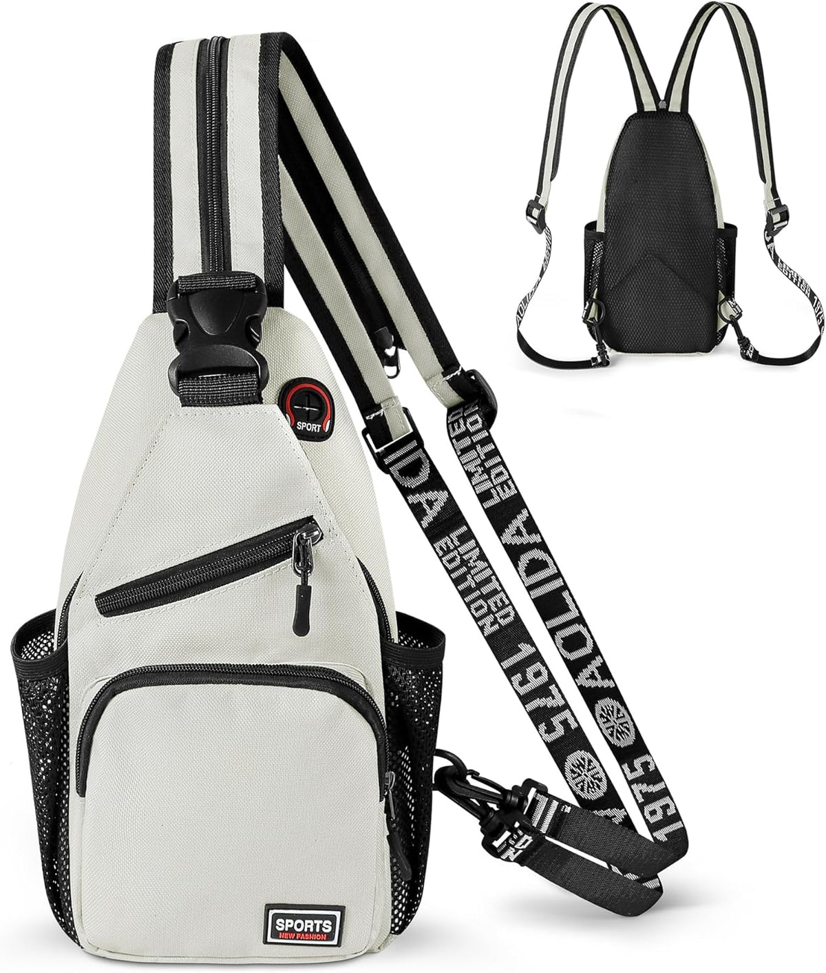Convertible Sling Bag for Women Men, Lightweight Crossbody Backpack Daypack Chest Bag Fit 10.9" Tablet for Travel, Sport, Hiking & Commute, Black, 8.27in×3.94in×13.39in