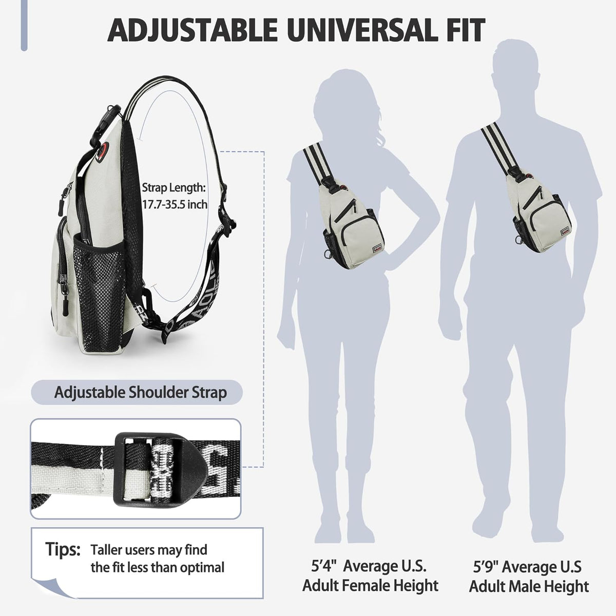 Convertible Sling Bag for Women Men, Lightweight Crossbody Backpack Daypack Chest Bag Fit 10.9" Tablet for Travel, Sport, Hiking & Commute, Black, 8.27in×3.94in×13.39in
