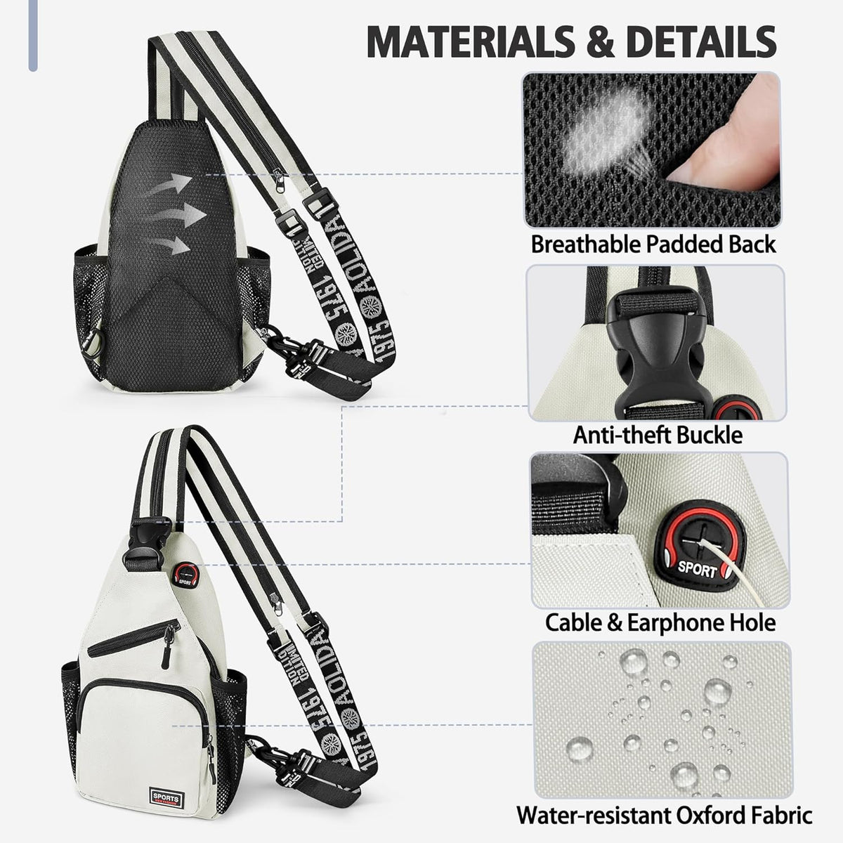 Convertible Sling Bag for Women Men, Lightweight Crossbody Backpack Daypack Chest Bag Fit 10.9" Tablet for Travel, Sport, Hiking & Commute, Black, 8.27in×3.94in×13.39in