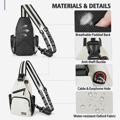 Convertible Sling Bag for Women Men, Lightweight Crossbody Backpack Daypack Chest Bag Fit 10.9" Tablet for Travel, Sport, Hiking & Commute, Black, 8.27in×3.94in×13.39in