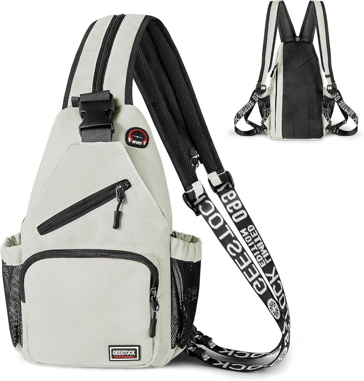 Convertible Sling Bag for Women Men, Lightweight Crossbody Backpack Daypack Chest Bag Fit 10.9" Tablet for Travel, Sport, Hiking & Commute, Black, 8.27in×3.94in×13.39in