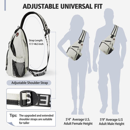 Convertible Sling Bag for Women Men, Lightweight Crossbody Backpack Daypack Chest Bag Fit 10.9" Tablet for Travel, Sport, Hiking & Commute, Black, 8.27in×3.94in×13.39in