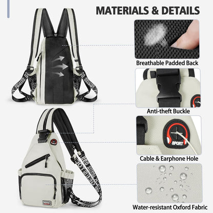 Convertible Sling Bag for Women Men, Lightweight Crossbody Backpack Daypack Chest Bag Fit 10.9" Tablet for Travel, Sport, Hiking & Commute, Black, 8.27in×3.94in×13.39in
