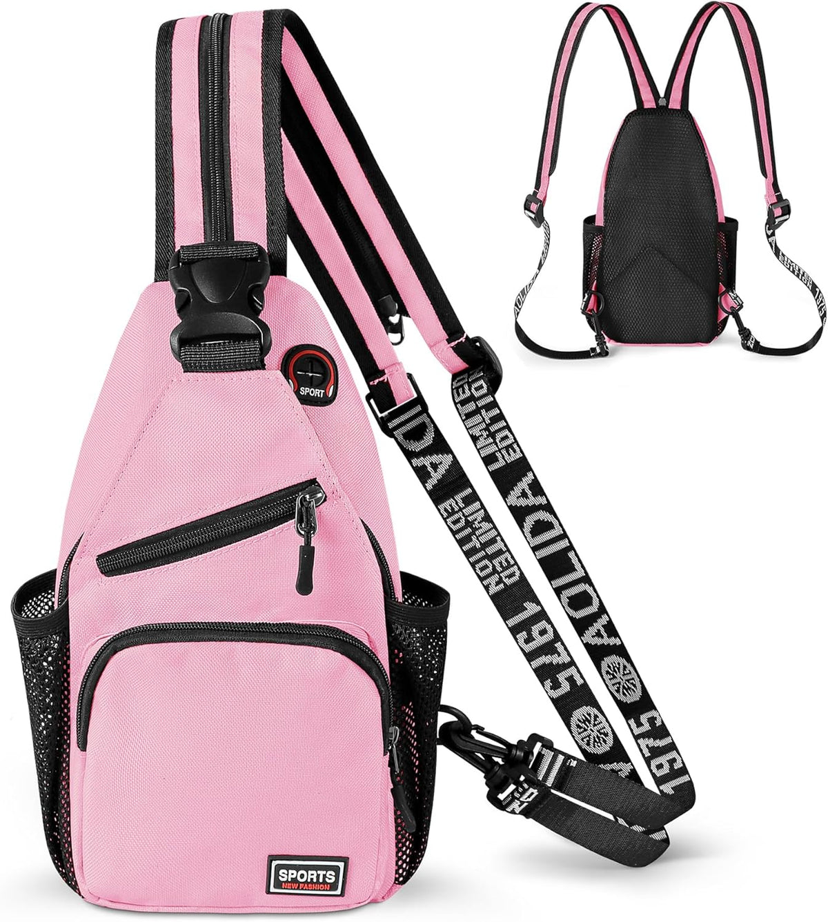 Convertible Sling Bag for Women Men, Lightweight Crossbody Backpack Daypack Chest Bag Fit 10.9" Tablet for Travel, Sport, Hiking & Commute, Black, 8.27in×3.94in×13.39in
