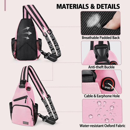 Convertible Sling Bag for Women Men, Lightweight Crossbody Backpack Daypack Chest Bag Fit 10.9" Tablet for Travel, Sport, Hiking & Commute, Black, 8.27in×3.94in×13.39in
