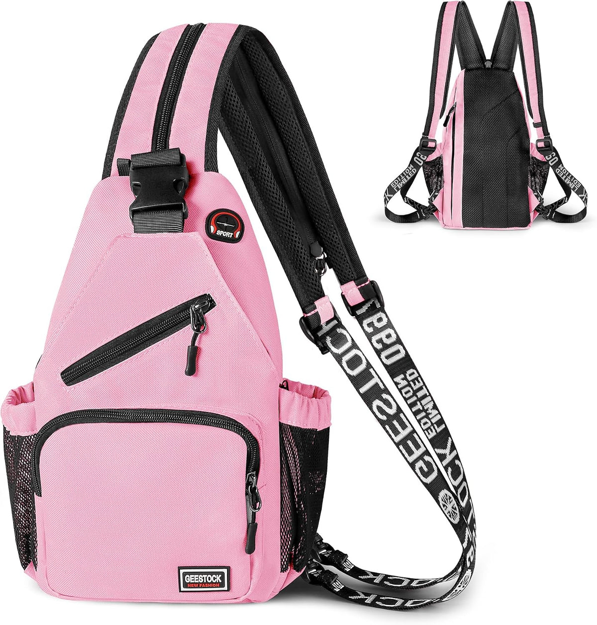 Convertible Sling Bag for Women Men, Lightweight Crossbody Backpack Daypack Chest Bag Fit 10.9" Tablet for Travel, Sport, Hiking & Commute, Black, 8.27in×3.94in×13.39in