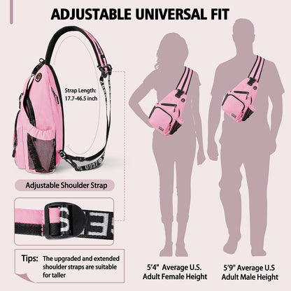 Convertible Sling Bag for Women Men, Lightweight Crossbody Backpack Daypack Chest Bag Fit 10.9" Tablet for Travel, Sport, Hiking & Commute, Black, 8.27in×3.94in×13.39in