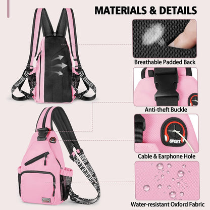 Convertible Sling Bag for Women Men, Lightweight Crossbody Backpack Daypack Chest Bag Fit 10.9" Tablet for Travel, Sport, Hiking & Commute, Black, 8.27in×3.94in×13.39in