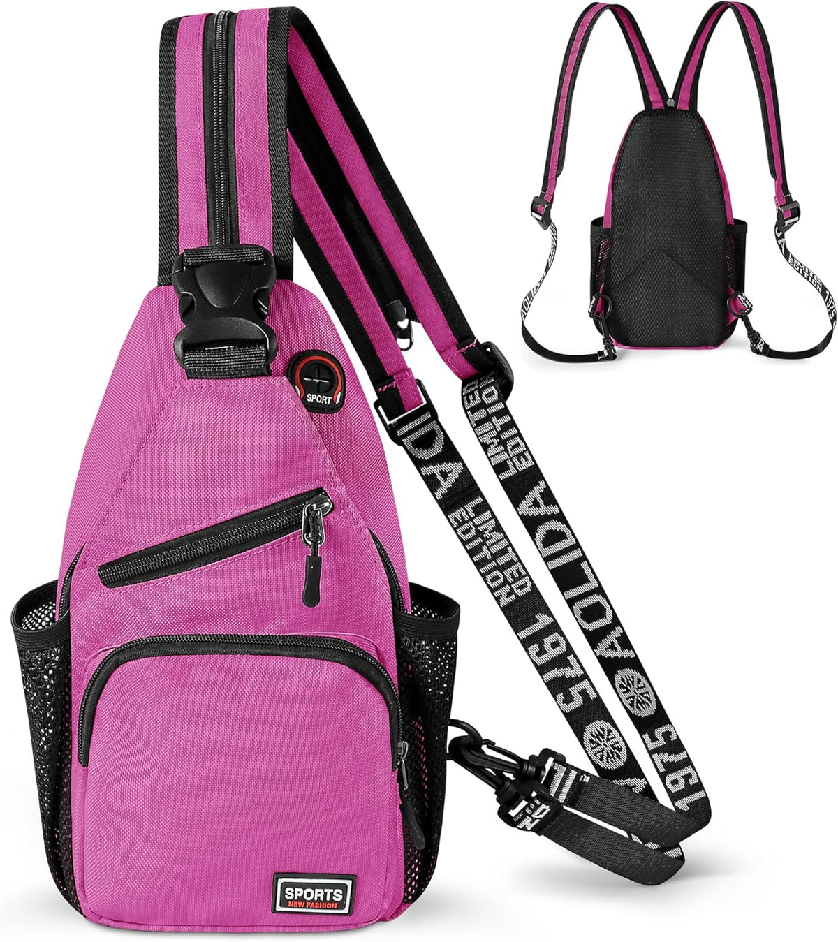 Convertible Sling Bag for Women Men, Lightweight Crossbody Backpack Daypack Chest Bag Fit 10.9" Tablet for Travel, Sport, Hiking & Commute, Black, 8.27in×3.94in×13.39in