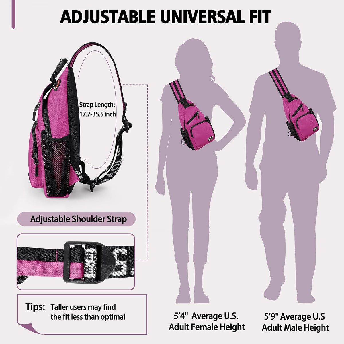 Convertible Sling Bag for Women Men, Lightweight Crossbody Backpack Daypack Chest Bag Fit 10.9" Tablet for Travel, Sport, Hiking & Commute, Black, 8.27in×3.94in×13.39in